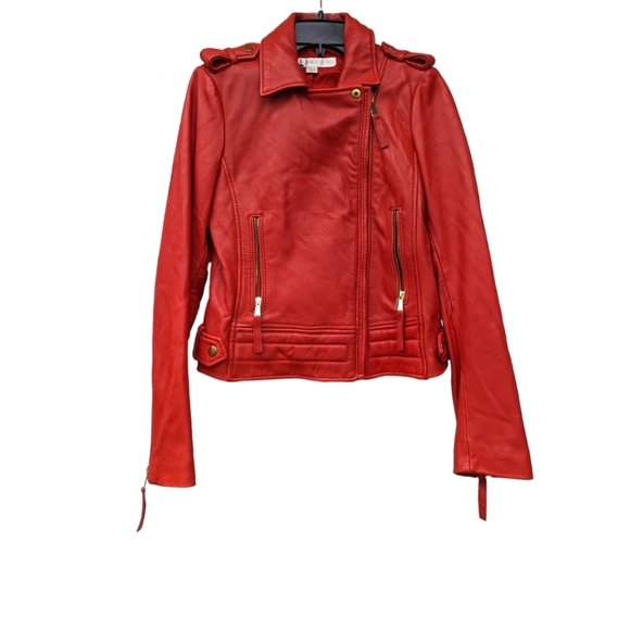 Boston Proper Moto Style Red Leather Jacket Sz S - Picture 4 of 13